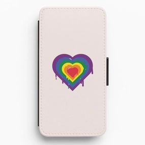 Dripped heart - Pride Flip / Wallet Phone Case Vivid Surface