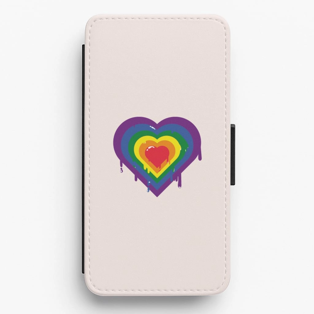 Dripped heart - Pride Flip / Wallet Phone Case Vivid Surface