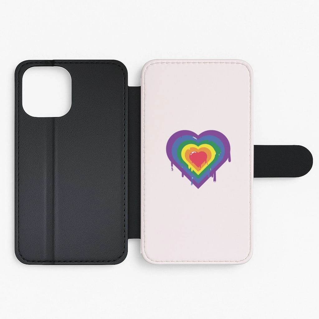 Dripped heart - Pride Flip / Wallet Phone Case Protective Detailing
