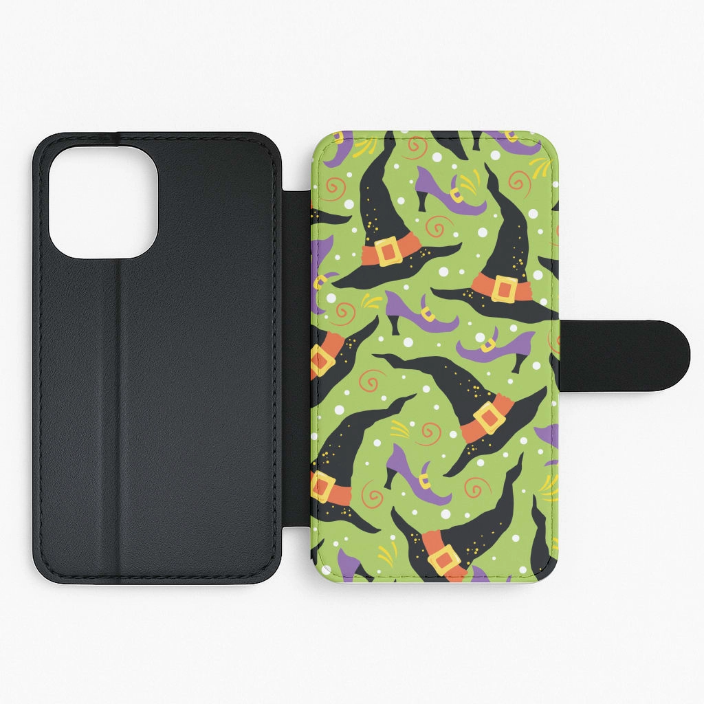 Transparent Edge Sleek Surface Witch's Attire Pattern - Halloween Flip / Wallet Phone Case