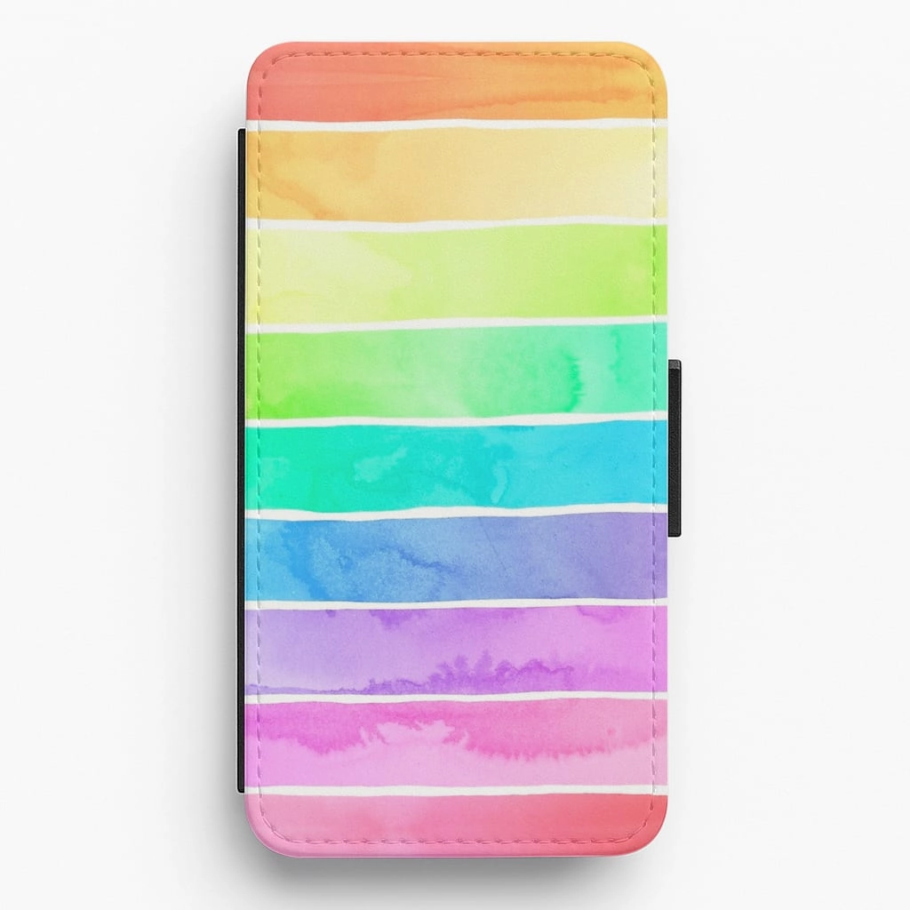 Summer Sorbet Stripes Flip Wallet Phone Case Everyday Use