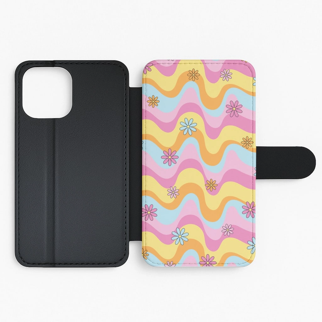 Summer Waves Retro Pattern Flip / Wallet Phone Case Modern Edge Strong material
