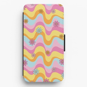 Comfort Finish Summer Waves Retro Pattern Flip / Wallet Phone Case