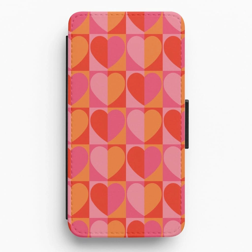 Sunset Hearts Pattern Flip / Wallet Phone Case Outdoor Design