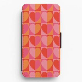 Sunset Hearts Pattern Flip / Wallet Phone Case Outdoor Design