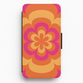 Transparent Edge Clean Texture Sunset Trippy Flower Pattern Flip / Wallet Phone Case