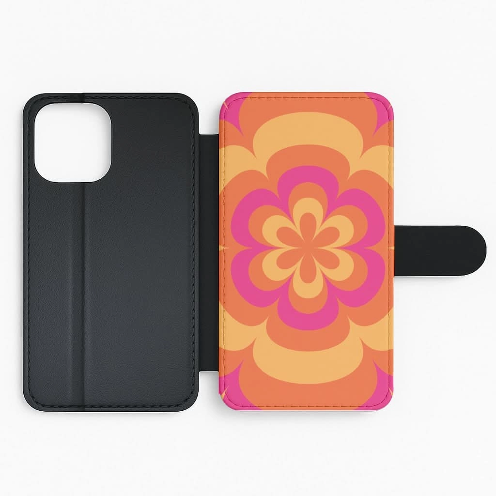Sunset Trippy Flower Pattern Flip / Wallet Phone Case Durable Pattern Texture Comfort Build