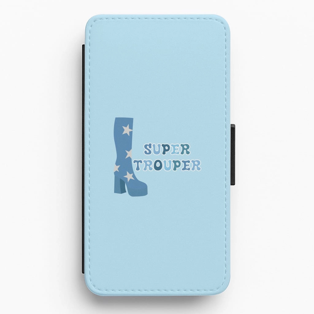 Protective Shell Design Shock Absorbing Super Trouper Flip / Wallet Phone Case