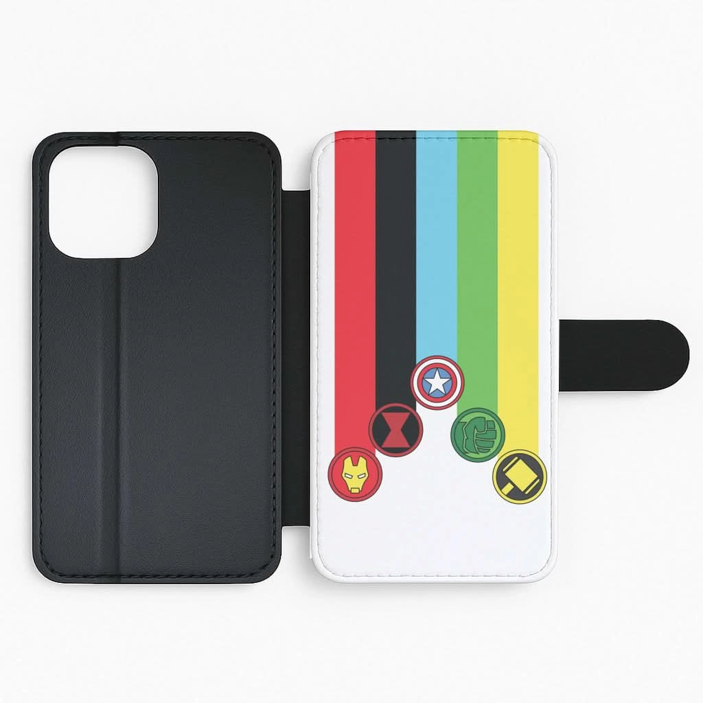 Full Coverage Vibrant pattern Superhero Team Colourful Symbols  Flip / Wallet Phone Case