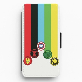 Superhero Team Colourful Symbols  Flip / Wallet Phone Case Protective Frame Design Shock Guard