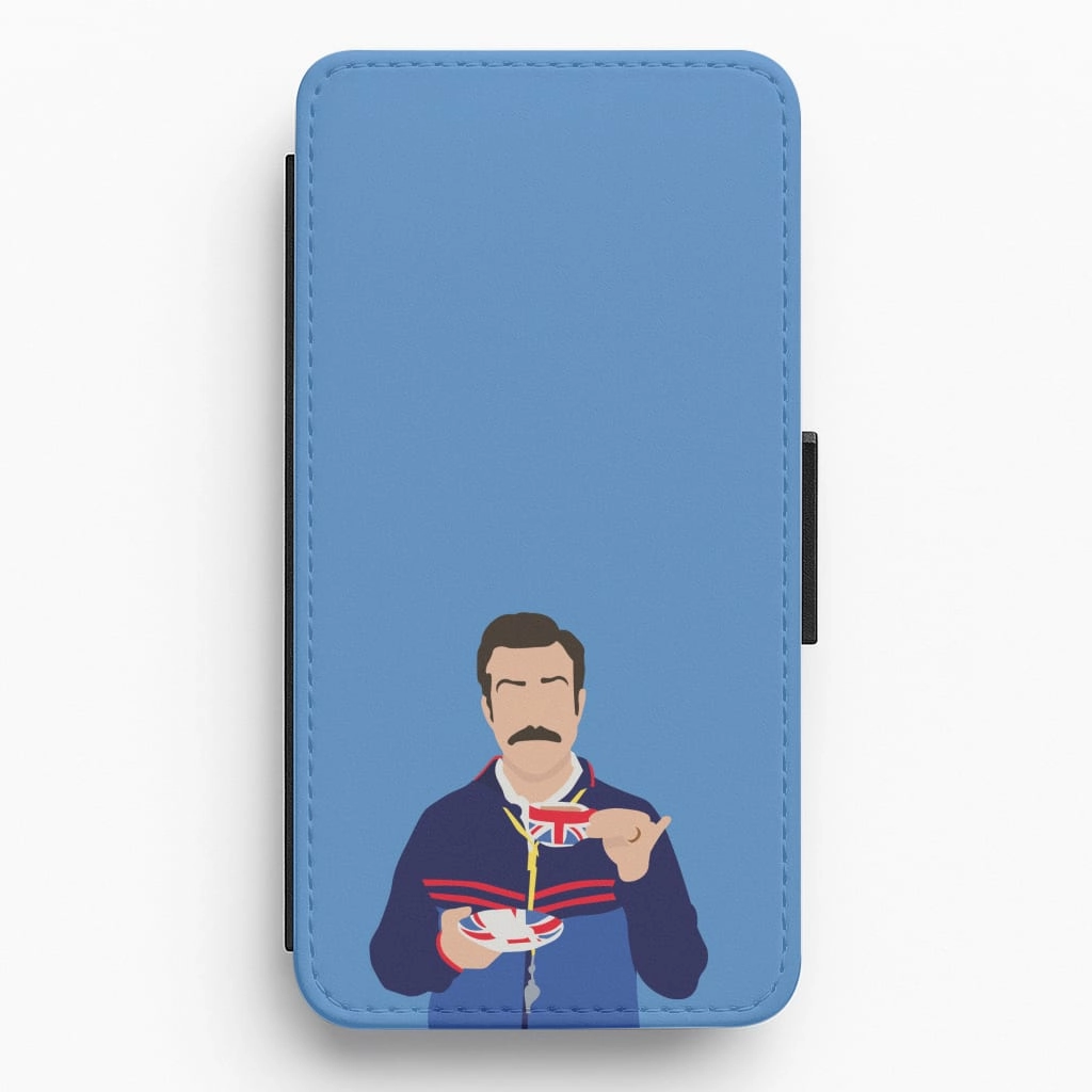 Ted Drinking Tea Flip / Wallet Phone Case Elegant Surface