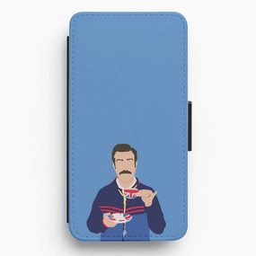 Ted Drinking Tea Flip / Wallet Phone Case Elegant Surface