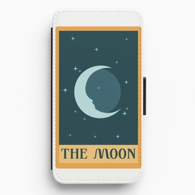 Protective Fit Textured Detail The Moon - Tarot Cards Flip / Wallet Phone Case