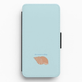 The Ocean Is Calling - Seashells Flip / Wallet Phone Case everyday elegance Student Friendly
