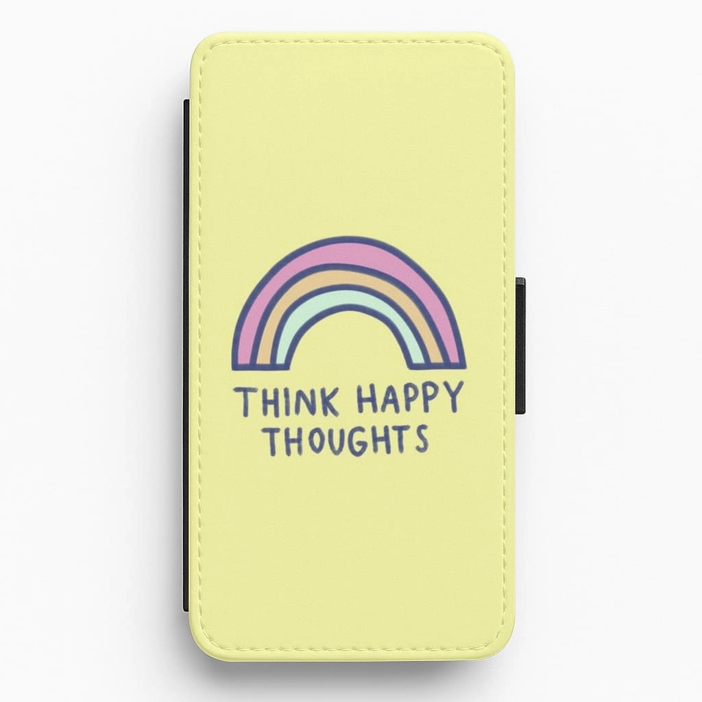 Luxury Accent Think Happy Thoughts - Positivity Flip / Wallet Phone Case