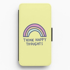 Luxury Accent Think Happy Thoughts - Positivity Flip / Wallet Phone Case