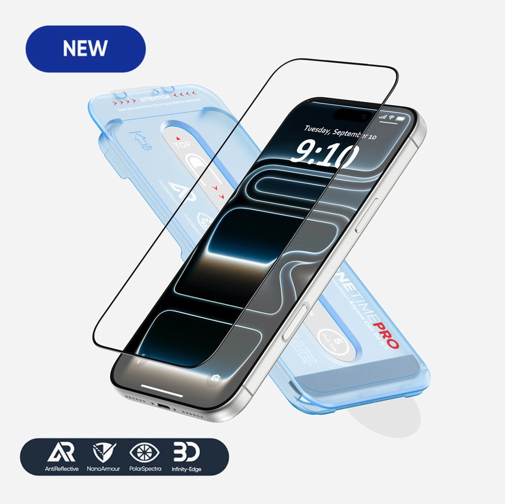 NanoArmour ONETIME PRO Anti Reflective PolarSpectra 3D Infinity Edge  iPhone 17 / 16 / 15 Series Crystal Shield Elite