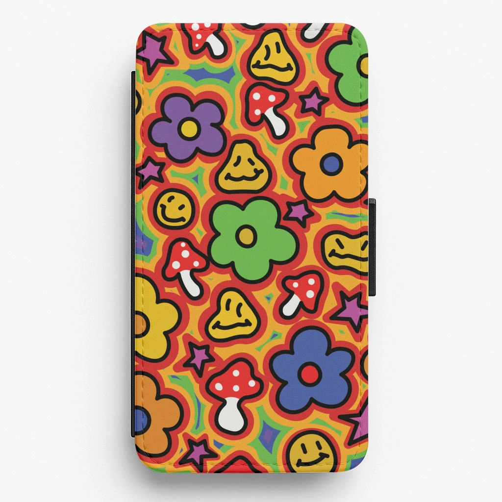 Elegant Texture Layer Rainbow Trip - Trippy Patterns Flip / Wallet Phone Case