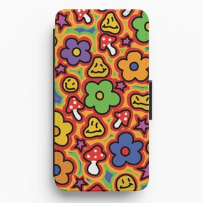 Elegant Texture Layer Rainbow Trip - Trippy Patterns Flip / Wallet Phone Case