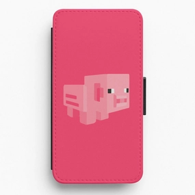 Gloss Surface Layer Hybrid Form Mining Pig Flip / Wallet Phone Case