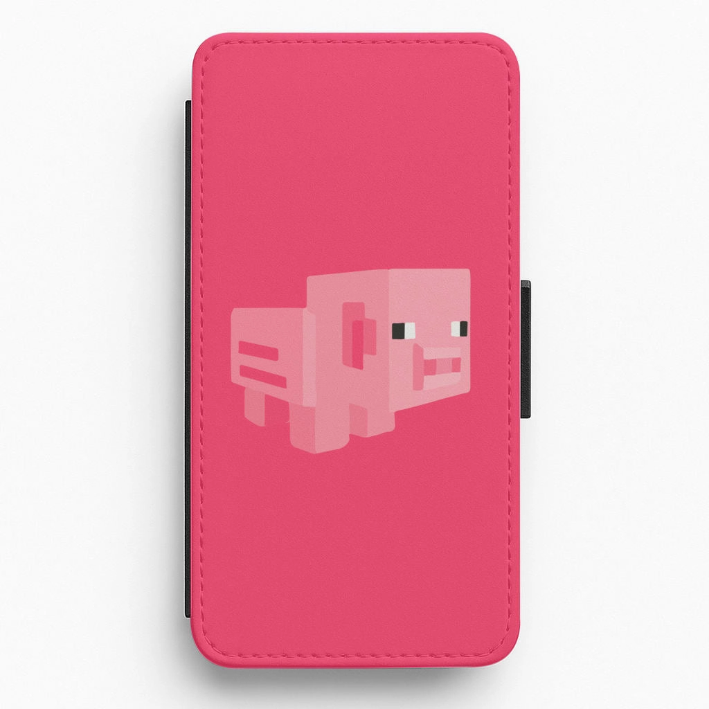 Gloss Surface Layer Hybrid Form Mining Pig Flip / Wallet Phone Case