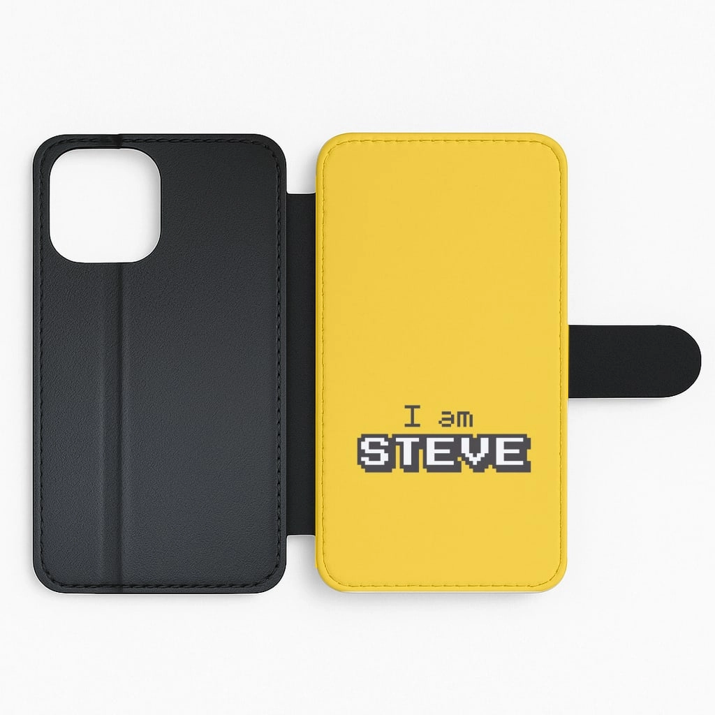 I Am Steve Flip / Wallet Phone Case Shock Surface Layer Durable Texture Finish