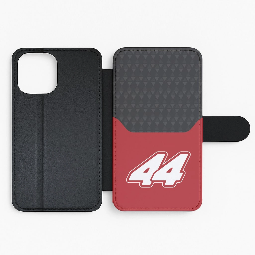 Premium Texture Luxury Pattern Red And Gray 44 Flip / Wallet Phone Case