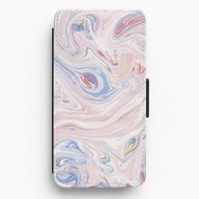 Modern Accessory Soft Silicone Pink Marble Swirl Flip / Wallet Phone Case
