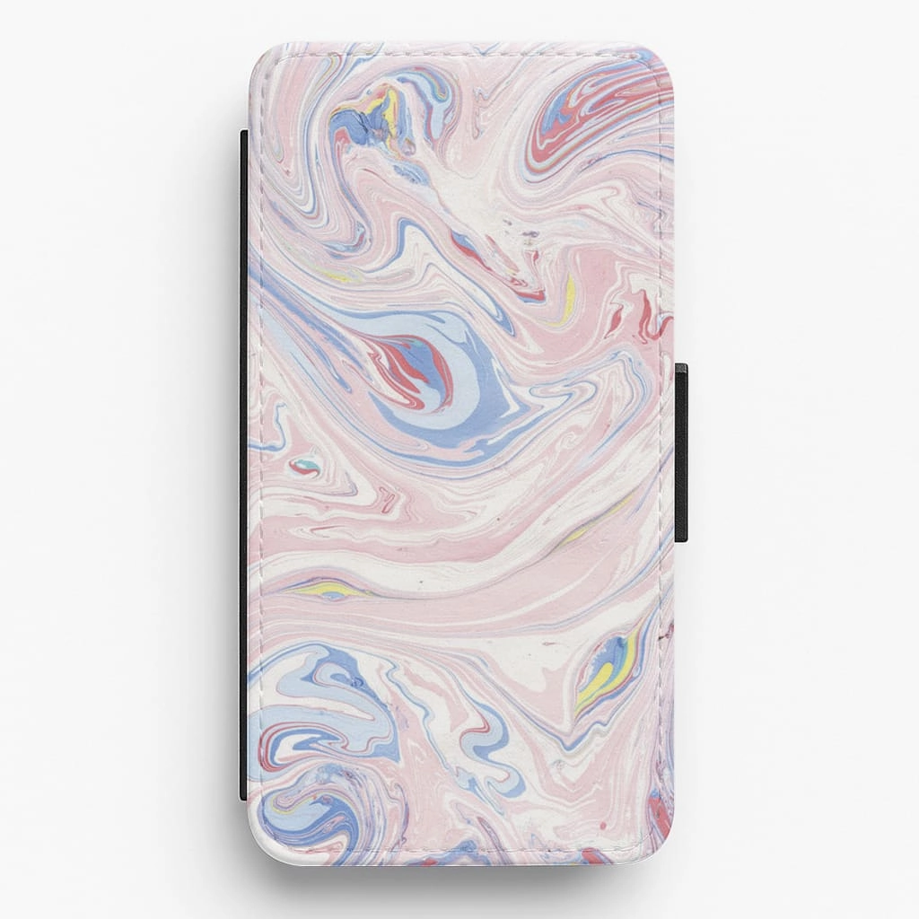 Modern Accessory Soft Silicone Pink Marble Swirl Flip / Wallet Phone Case