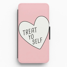 Creative Pattern Treat Yo Self Heart - Parks and Recreation Flip Wallet Phone Case