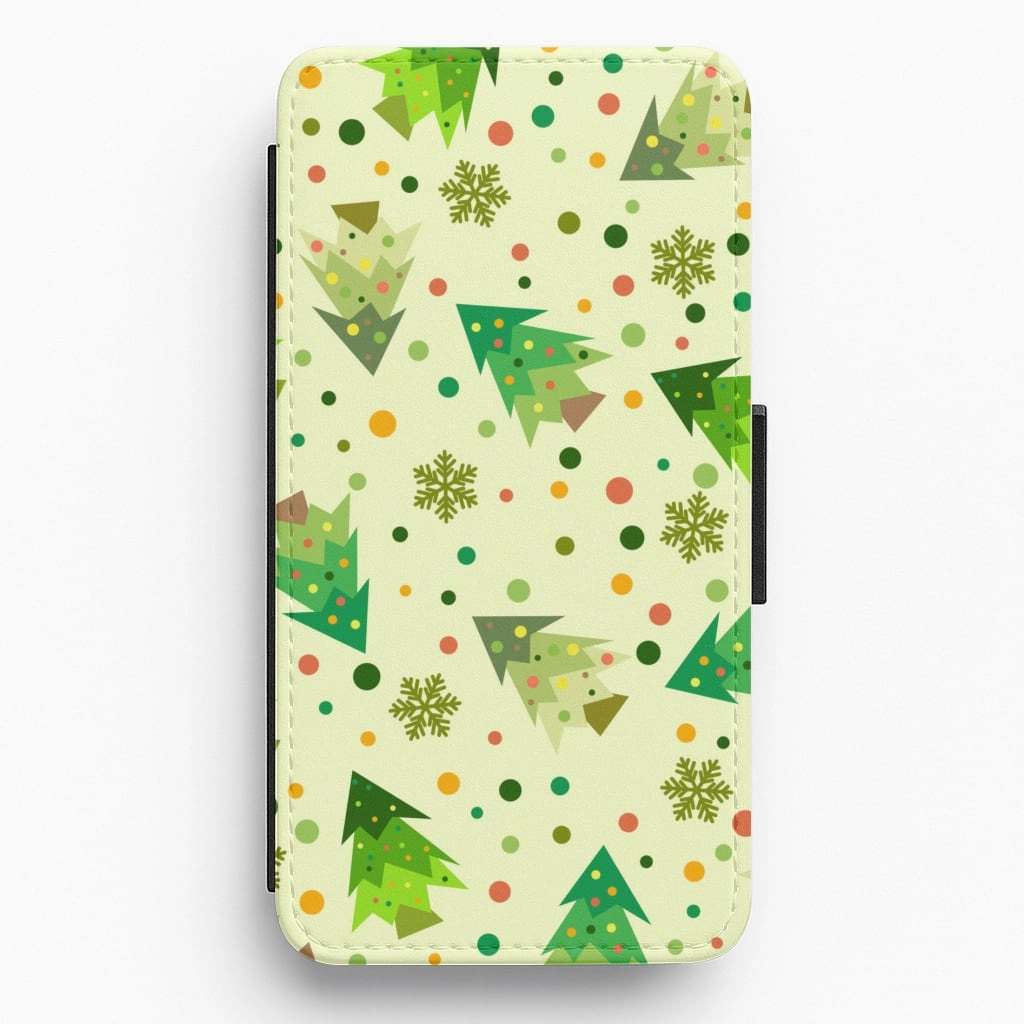 Trees & Snowflakes Christmas Flip / Wallet Phone Case Protective Quality Hard Shell