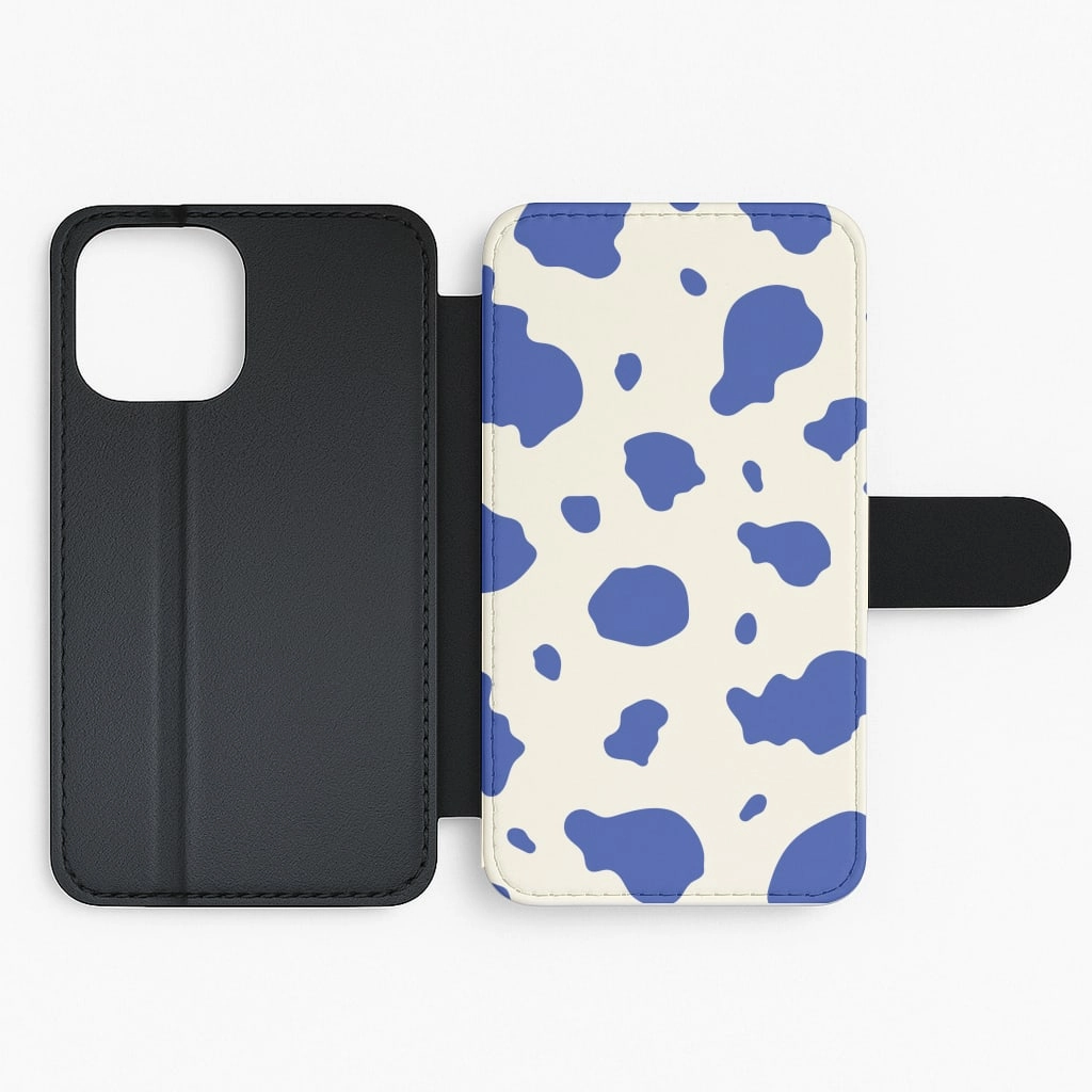 Soft Shape Soft Detail Layer Blue Cow Print Flip / Wallet Phone Case