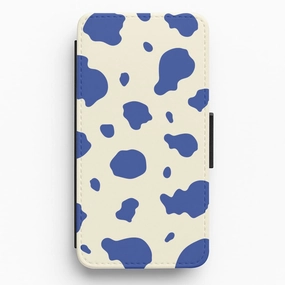 Protective Structure Vibrant Colors Blue Cow Print Flip / Wallet Phone Case