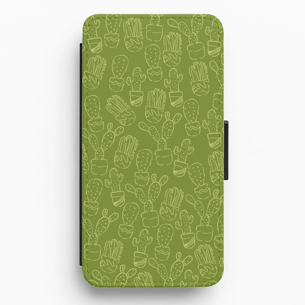 Green And Yellow Cacti - Western  Flip / Wallet Phone Case Comfort Fit Edge Flexible Layer Design