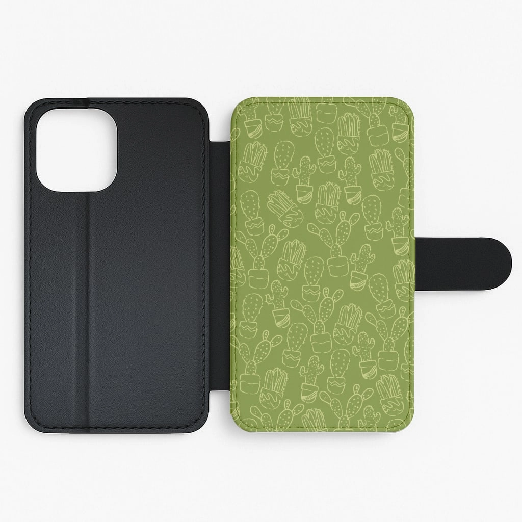 Elegant Build Elegant Texture Layer Green And Yellow Cacti - Western  Flip / Wallet Phone Case