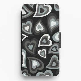 Slim Feel Creative Artwork Black Hearts - Trippy Patterns Flip / Wallet Phone Case