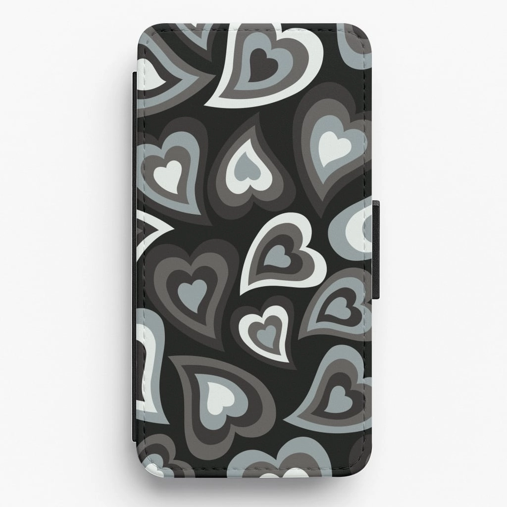 Slim Feel Creative Artwork Black Hearts - Trippy Patterns Flip / Wallet Phone Case