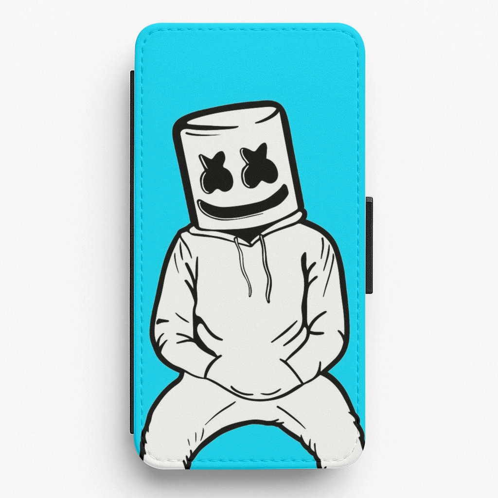Trendy Aesthetic Blue White Helmet DJ Flip / Wallet Phone Case