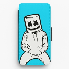Trendy Aesthetic Blue White Helmet DJ Flip / Wallet Phone Case