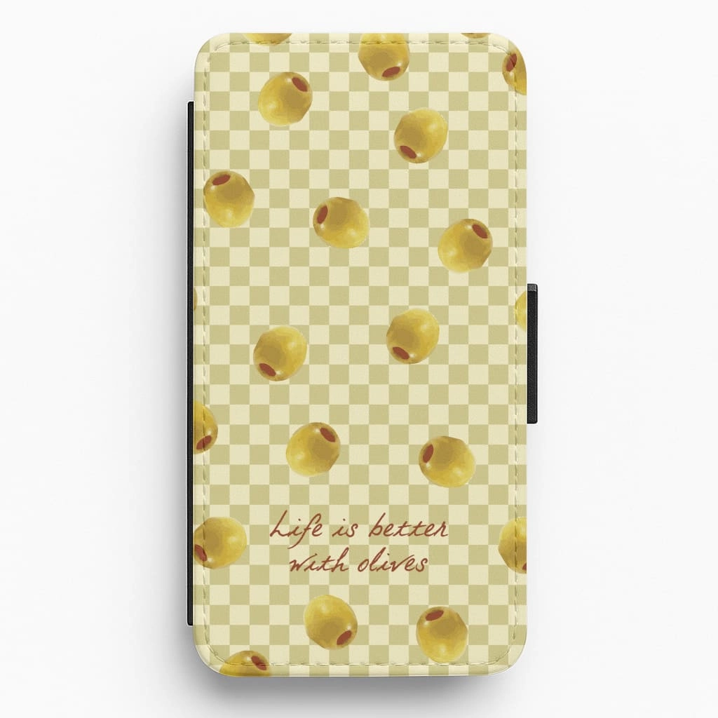 Simple Finish Life Is Better With Olives Flip / Wallet Phone Case