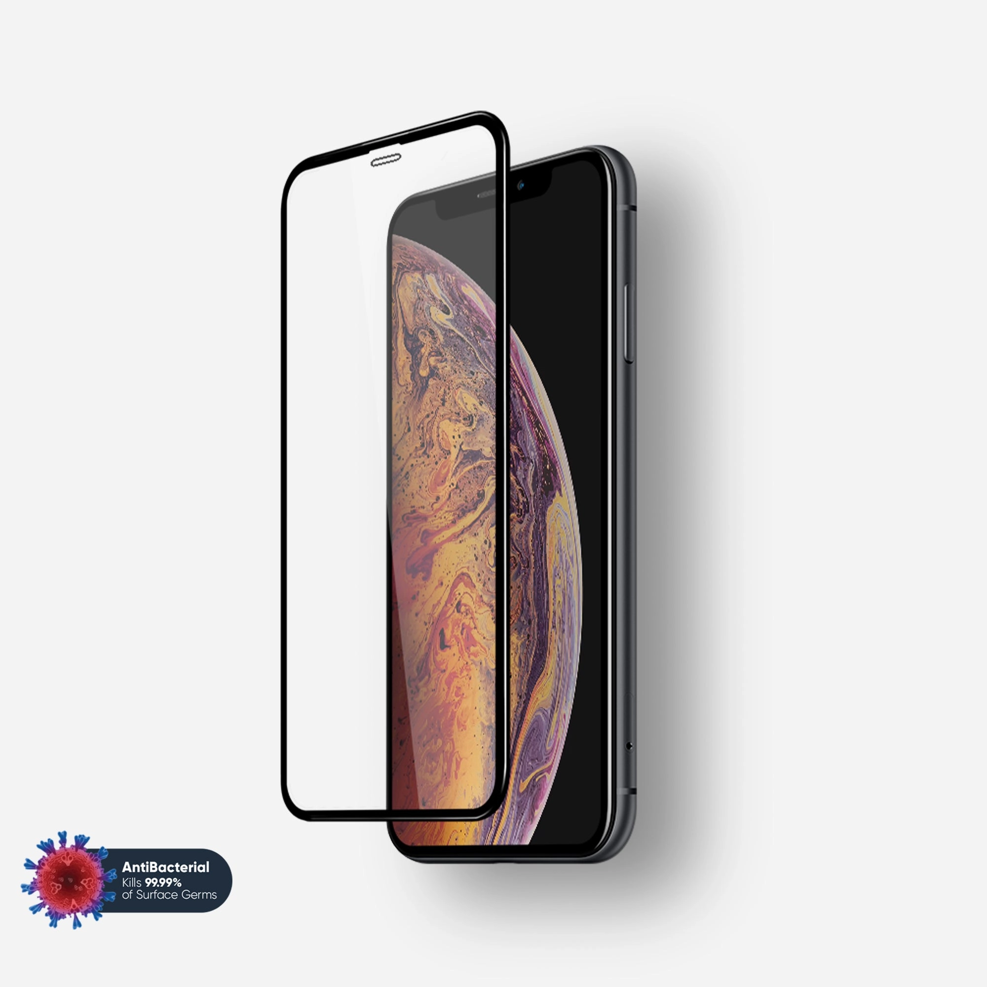 Shatter-Resistant Shield NanoArmour 3D Screen Protector for iPhone X / XS Antimicrobial Edge-to-Edge