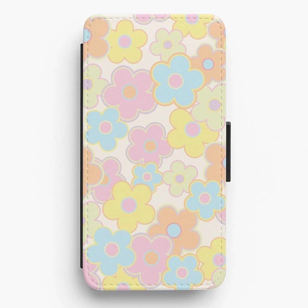Sleek Profile Pastel Abstract Flowers Pattern Flip / Wallet Phone Case