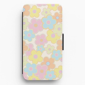 Sleek Profile Pastel Abstract Flowers Pattern Flip / Wallet Phone Case