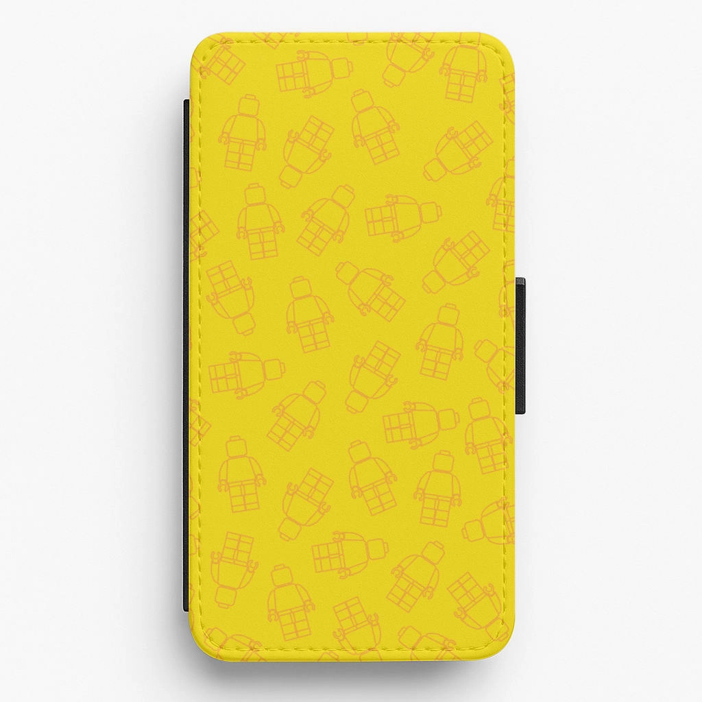 Sleek Guard Comfort Edge Layer Bricks Figures Pattern Yellow Flip / Wallet Phone Case