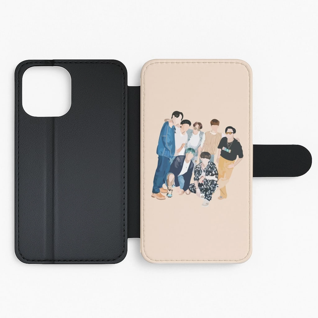 Hybrid Edge Finish Light Protection Casual K-Pop Band Band Flip / Wallet Phone Case