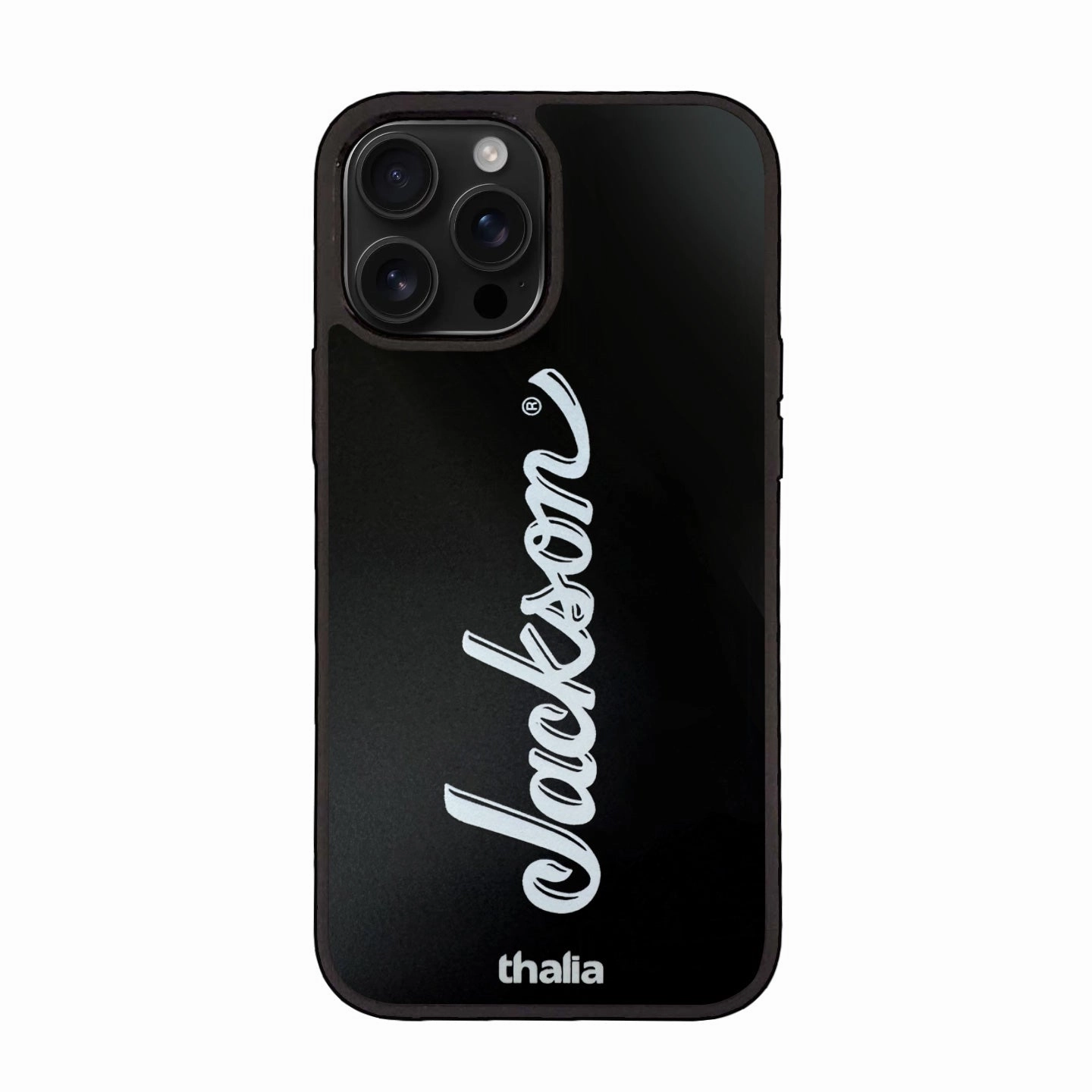 Refined Style Vertical White Jackson Logo on Matte Black | iPhone Case