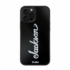 Non Slip Vertical White Jackson Logo on Matte Black | iPhone Case