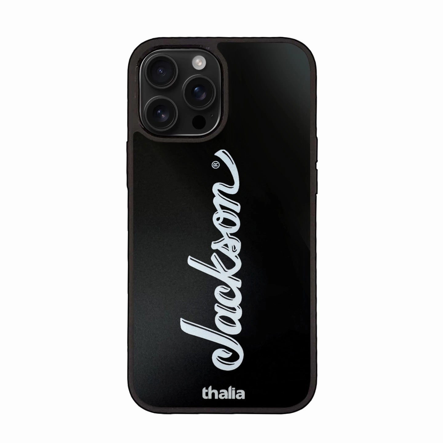 Vertical White Jackson Logo on Matte Black | iPhone Case Smooth Pattern Finish