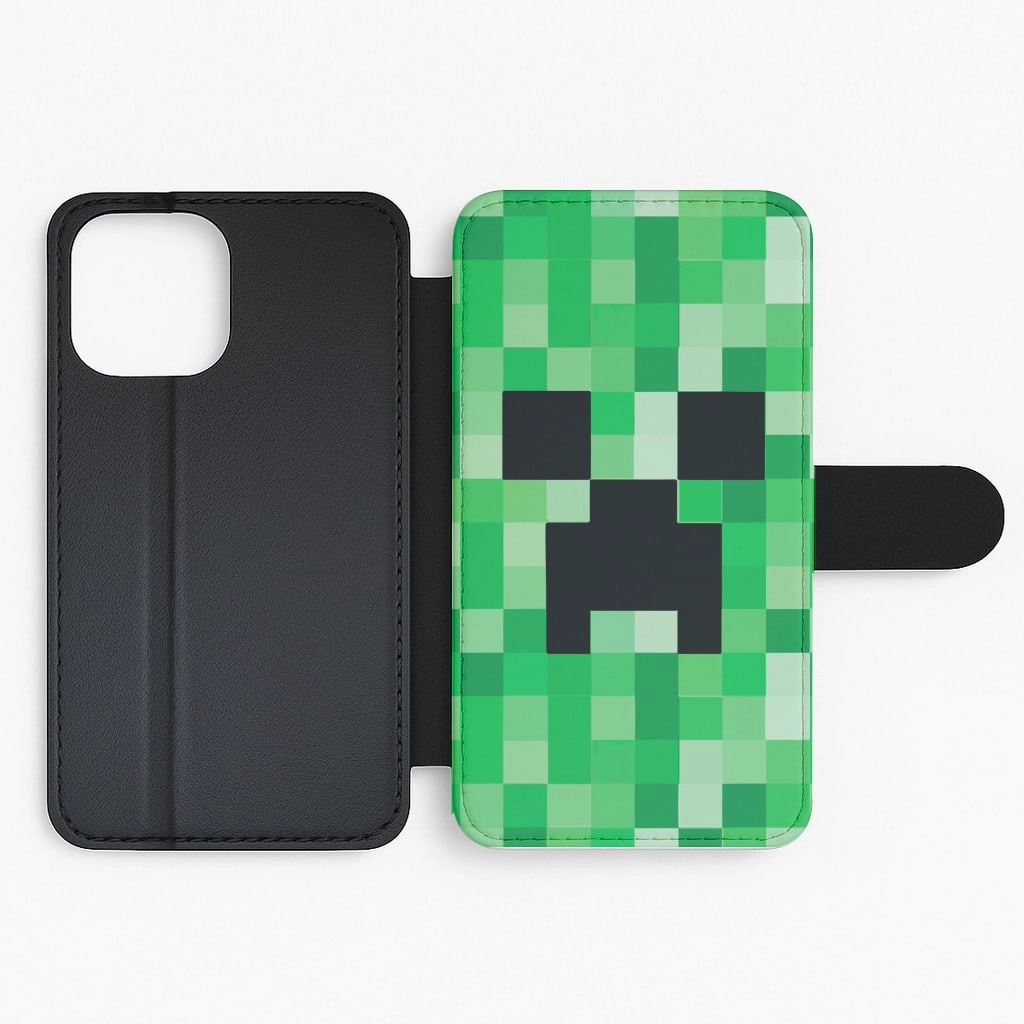 Creeper Face - Mining Flip / Wallet Phone Case Hybrid Pattern Design