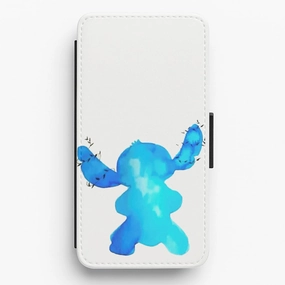Watercolour Blue Alien Disney Flip / Wallet Phone Case Glossy Texture